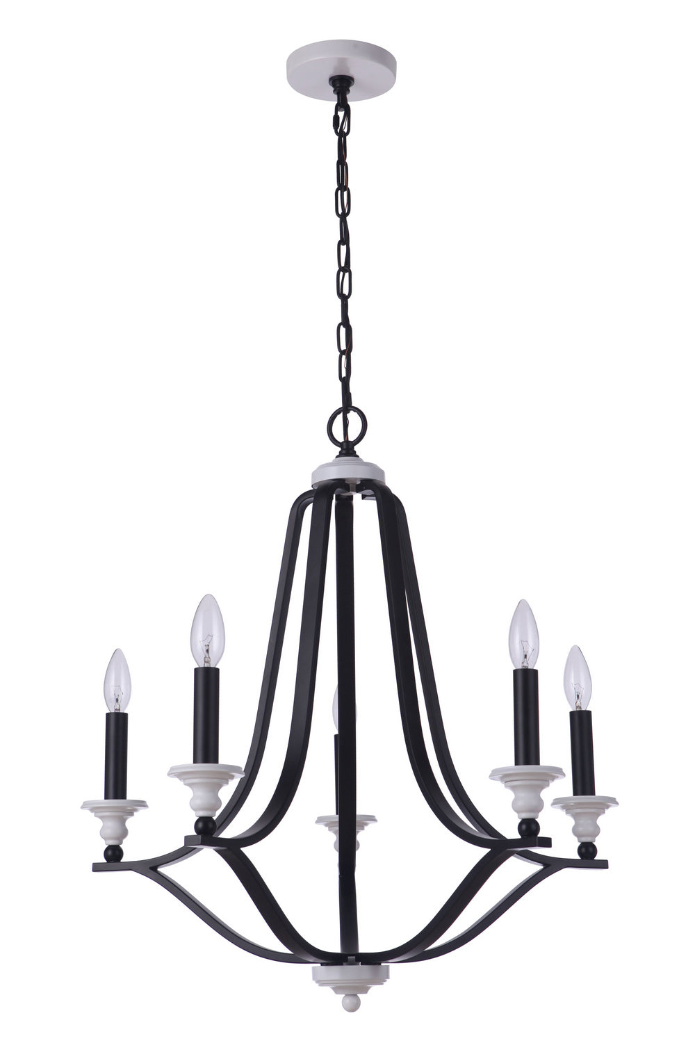 Craftmade - 57625-FBMWW - Esme Five Light Chandelier in Flat Black/Matte White Finish - Esme