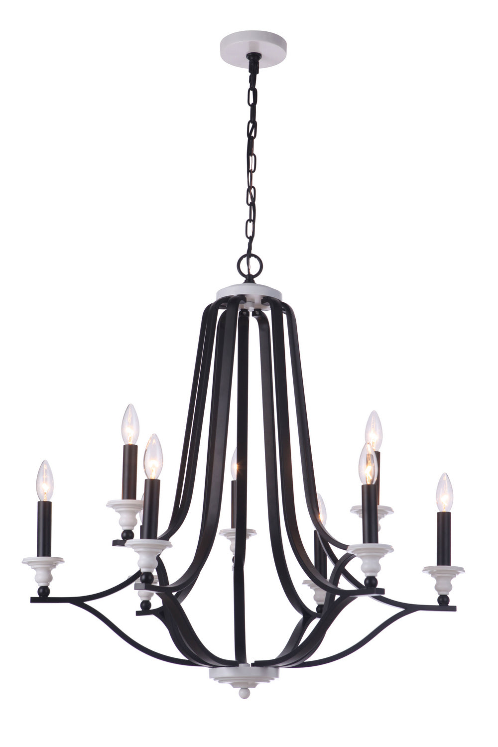 Craftmade - 57629-FBMWW - Esme Nine Light Chandelier in Flat Black/Matte White Finish - Esme