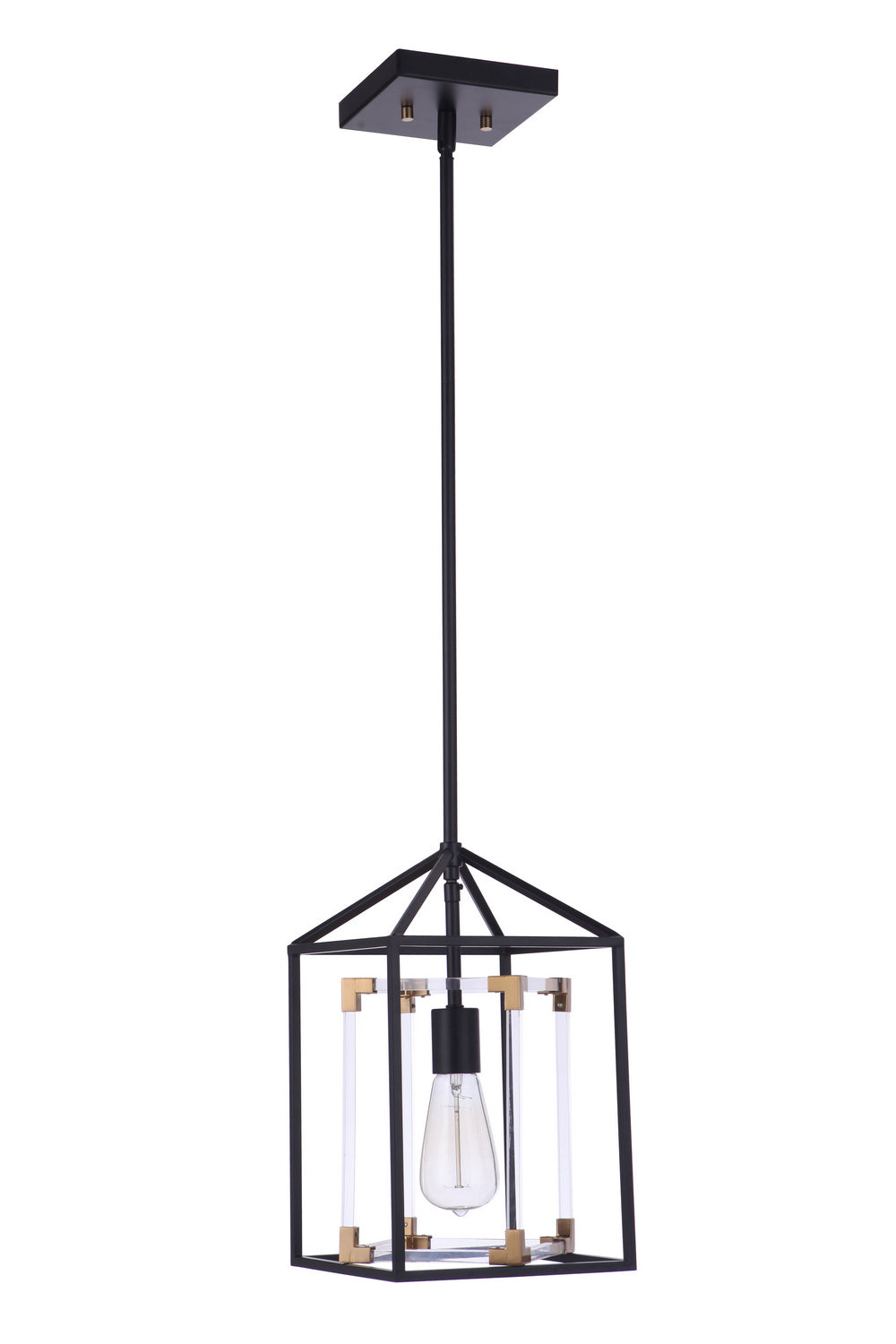 Craftmade - P985FBSB1 - Aaron One Light Pendant in Flat Black/Satin Brass Finish - Aaron