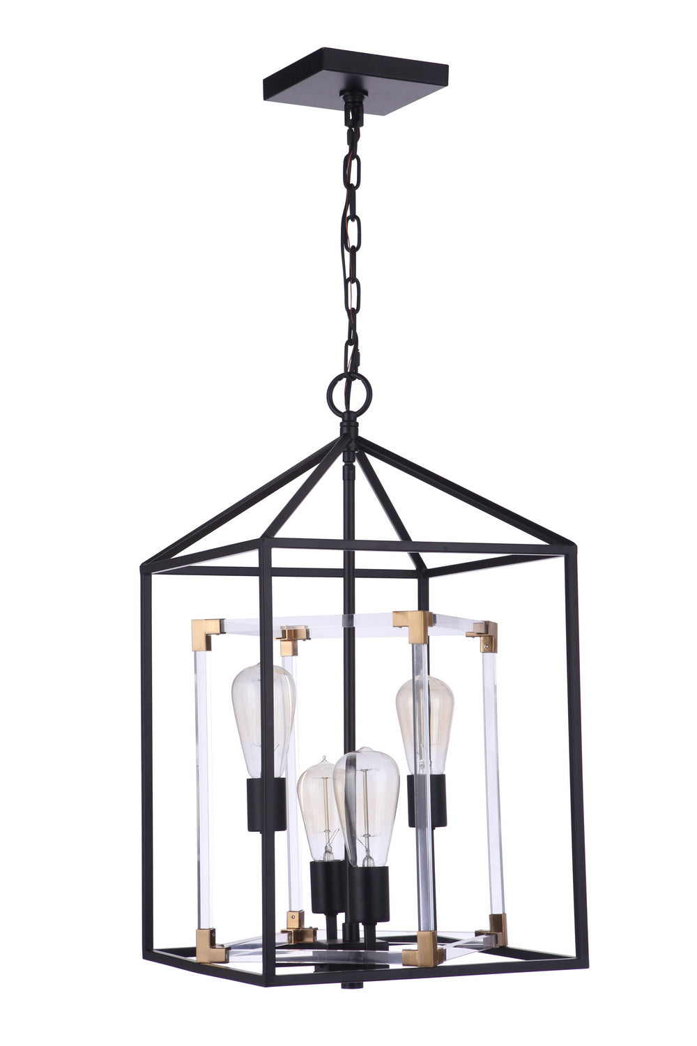 Craftmade - P986FBSB4 - Aaron Four Light Foyer Pendant in Flat Black/Satin Brass Finish - Aaron