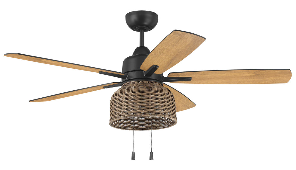 Craftmade - WVN52FB5 - Woven 52"Ceiling Fan in Flat Black w/Flat Black-Pecan Blades Finish - Woven