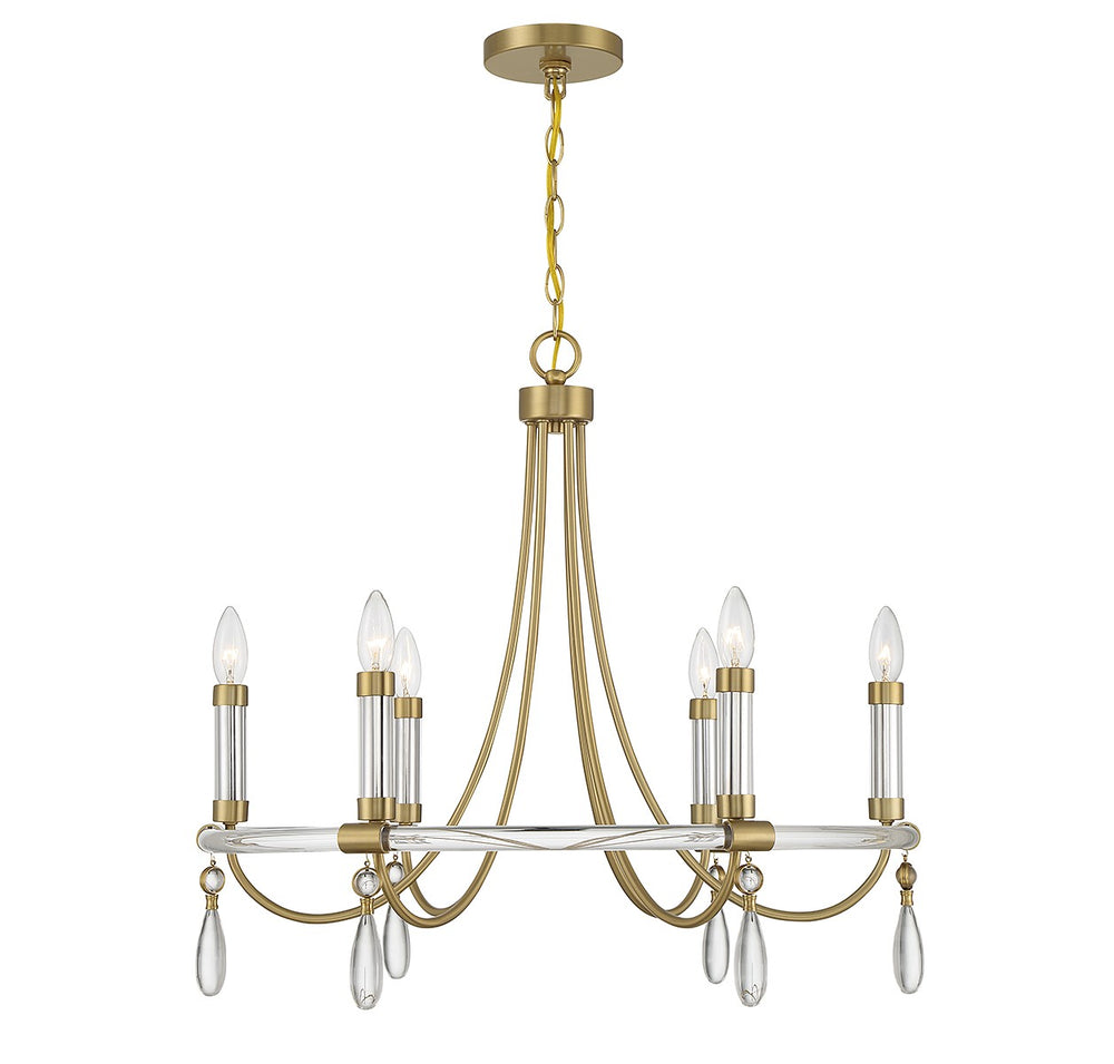 Savoy House - 1-7716-6-195 - Six Light Chandelier - Mayfair - Warm Brass and Chrome