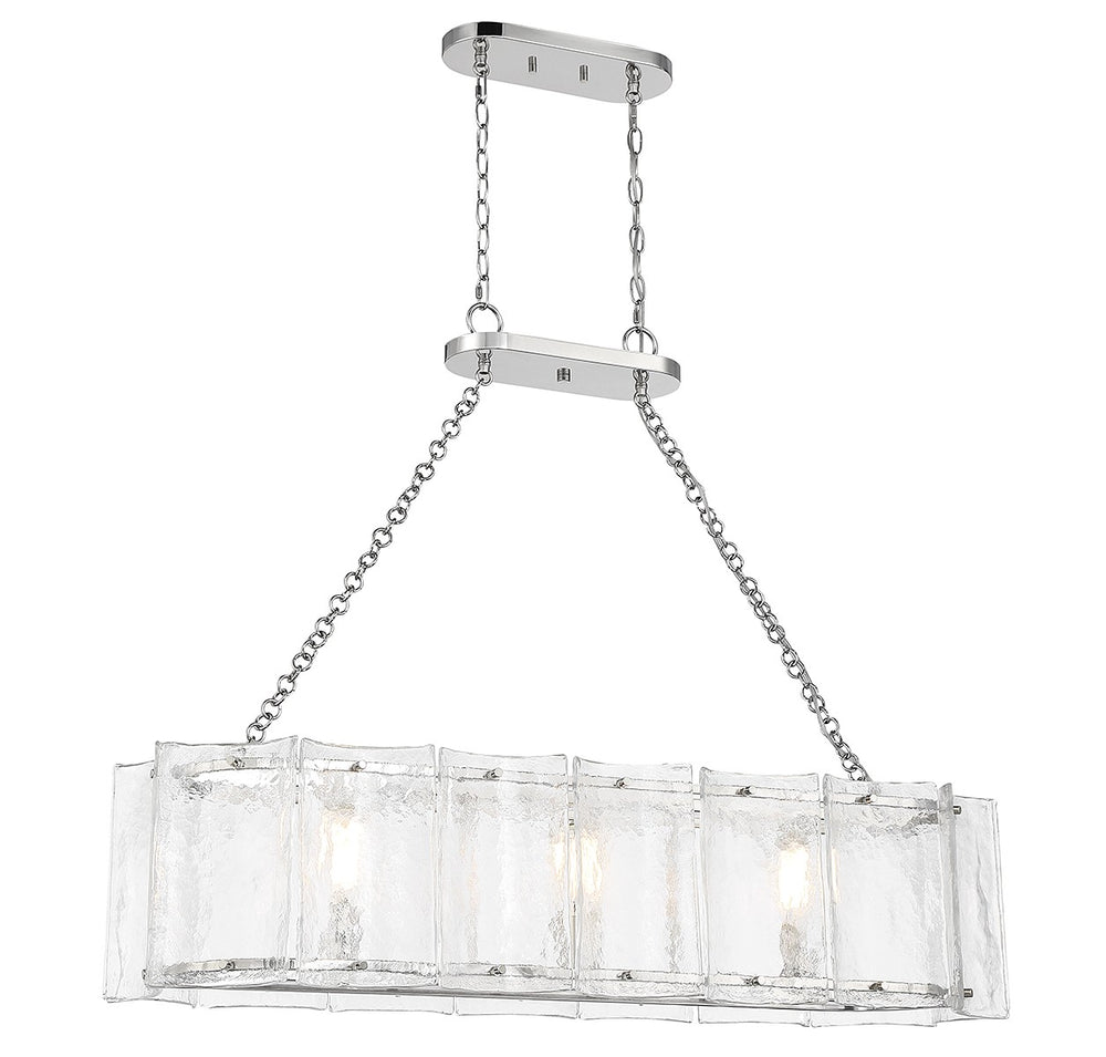 Savoy House - 1-8203-3-109 - Three Light Linear Chandelier - Genry - Polished Nickel