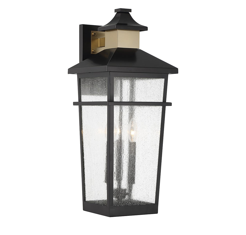 Savoy House - 5-715-143 - Three Light Outdoor Wall Lantern - Kingsley - Matte Black with Warm Brass