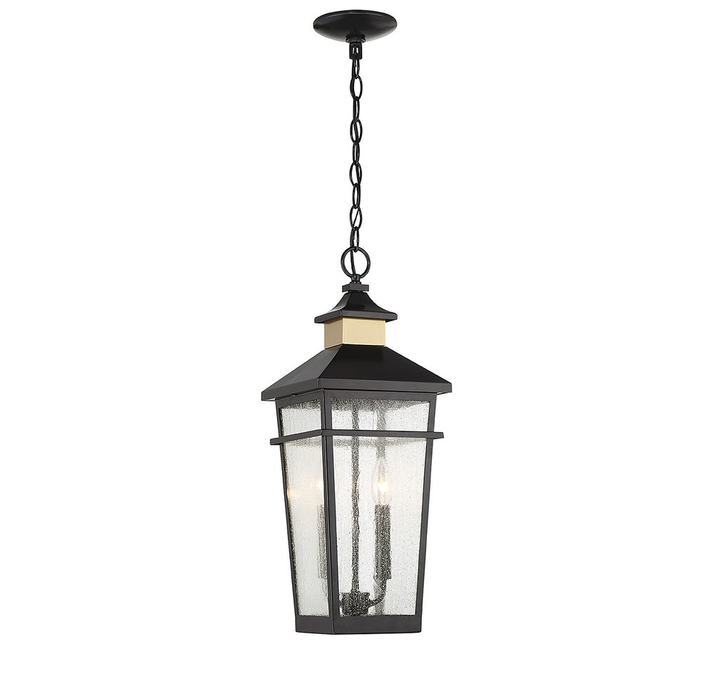 Savoy House - 5-717-143 - Two Light Outdoor Hanging Lantern - Kingsley - Matte Black with Warm Brass