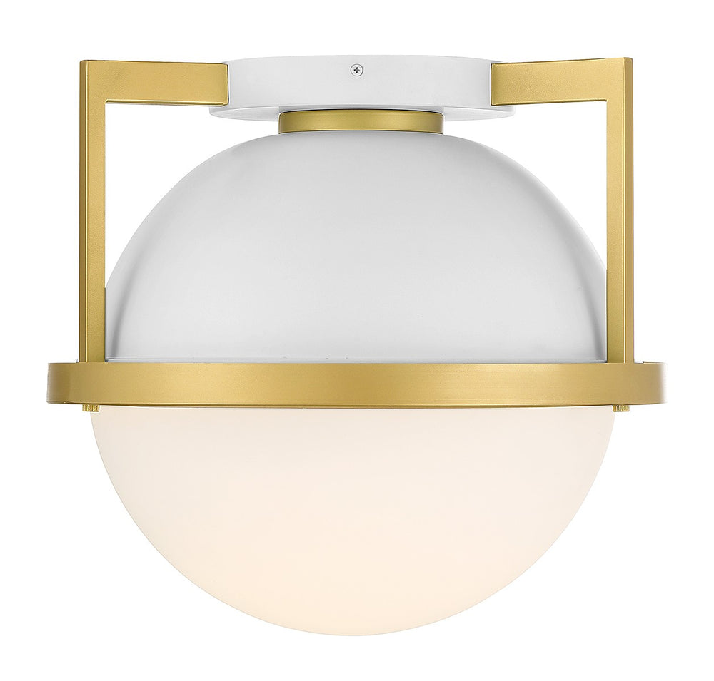 Savoy House - 6-4602-1-142 - One Light Flush Mount - Carlysle - White with Warm Brass