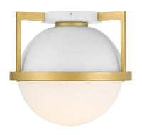 Savoy House - 6-4602-1-142 - One Light Flush Mount - Carlysle - White with Warm Brass