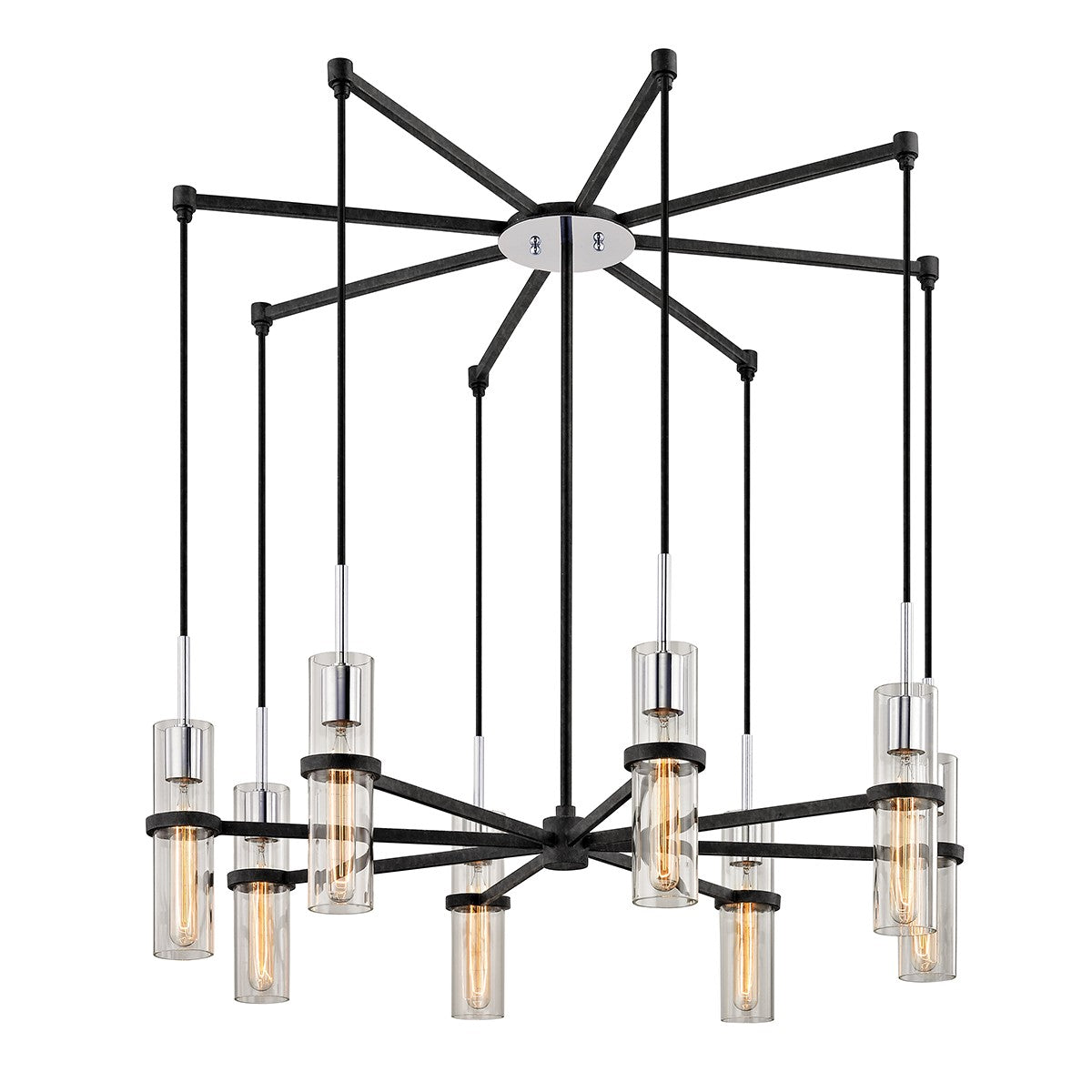 Troy Lighting - F6198-TRN/PC - Eight Light Chandelier - Xavier - Textured Iron/Polished Chrome