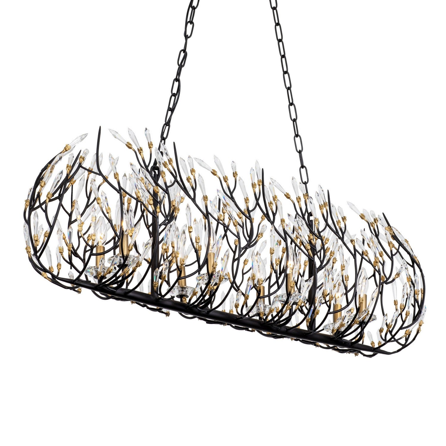 Varaluz - 271N08MBFG - Eight Light Linear Pendant - Bask - Matte Black/French Gold