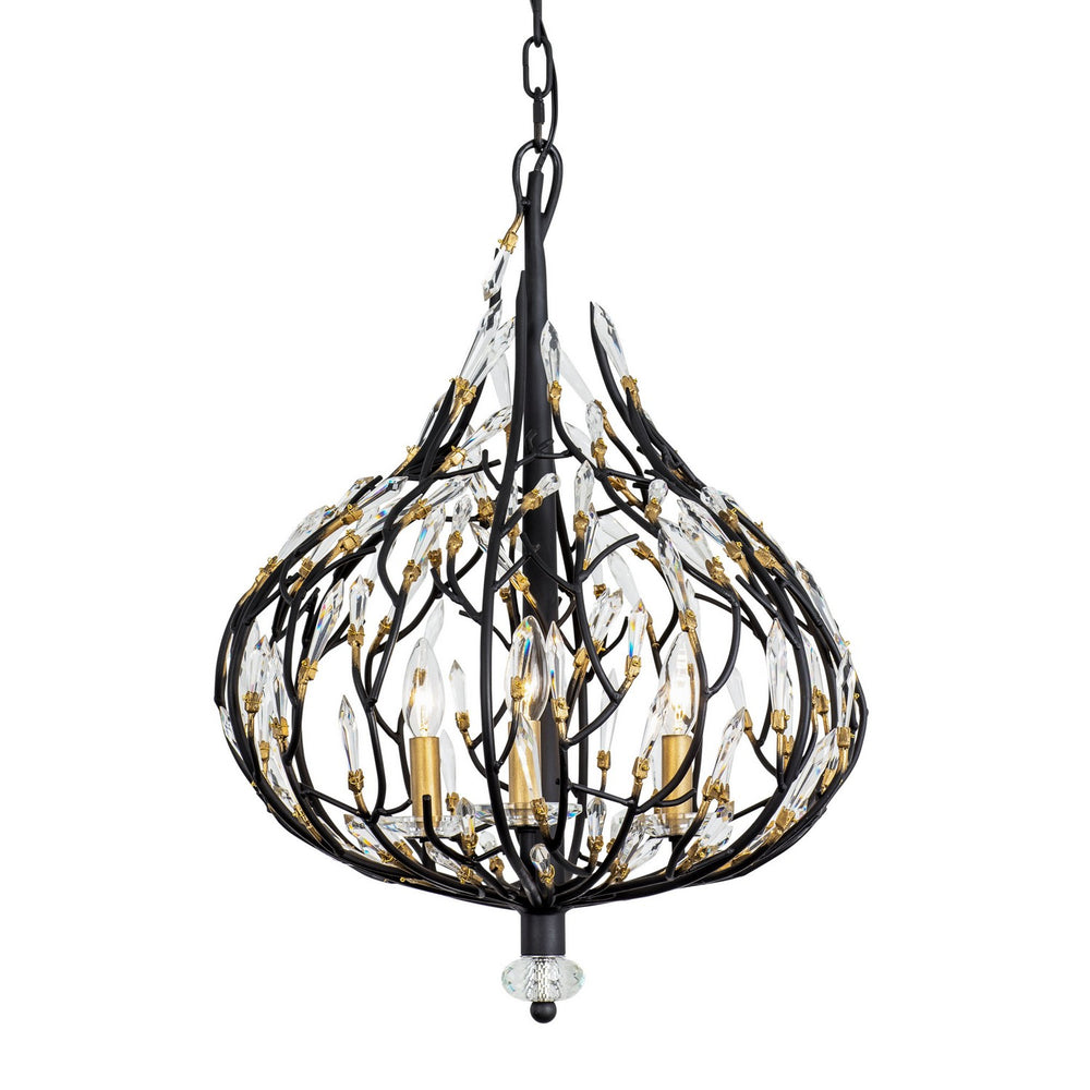 Varaluz - 271P03MBFG - Three Light Pendant - Bask - Matte Black/French Gold