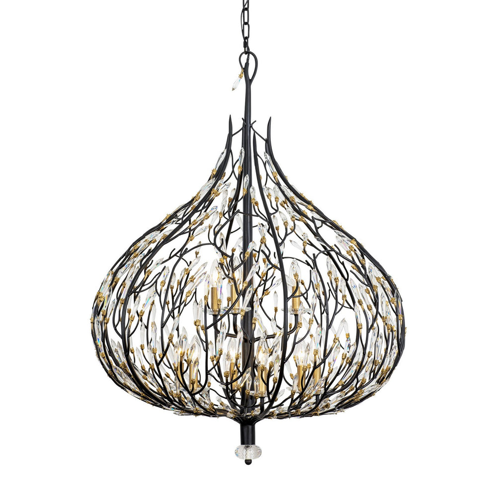 Varaluz - 271P09MBFG - Nine Light Pendant - Bask - Matte Black/French Gold