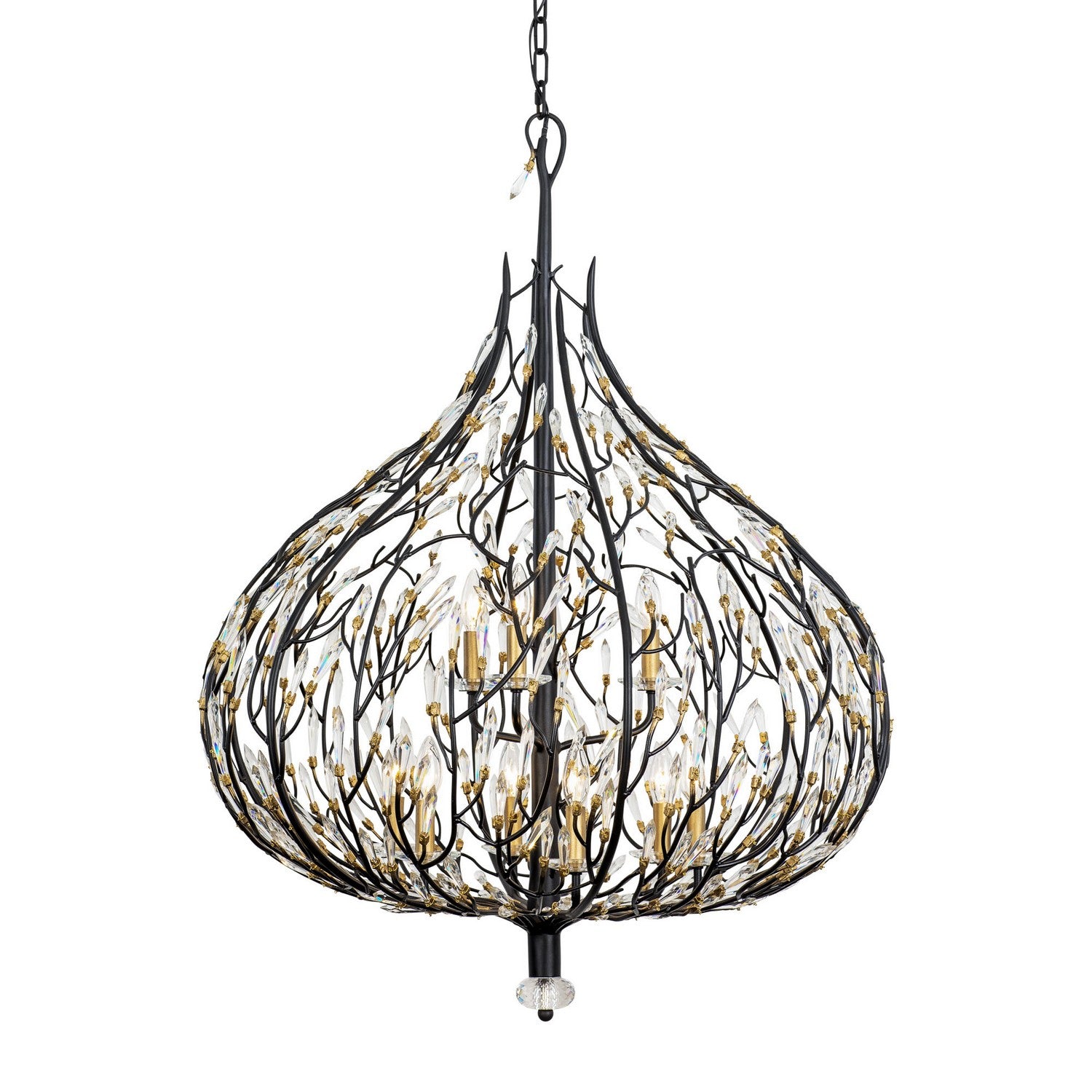 Varaluz - 271P09MBFG - Nine Light Pendant - Bask - Matte Black/French Gold