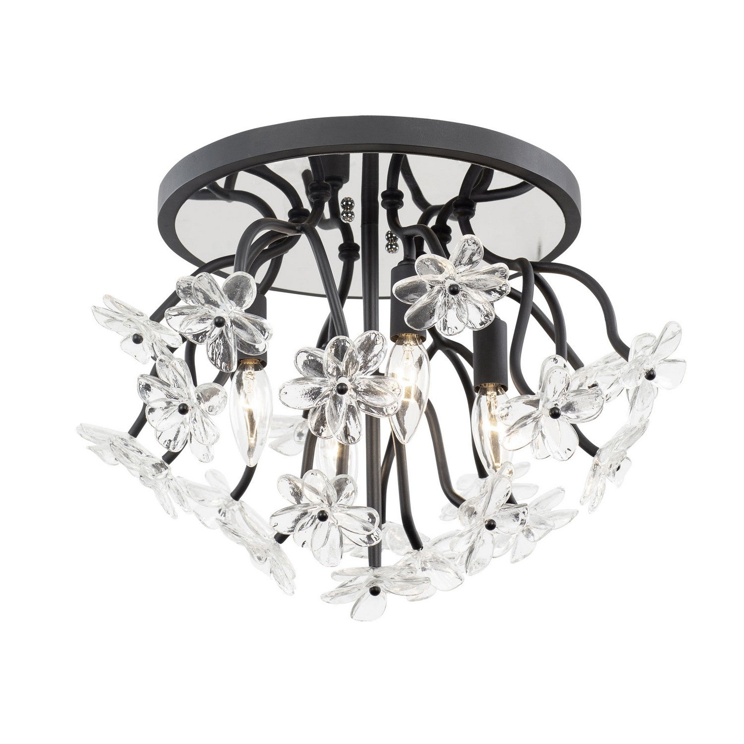 Varaluz - 378S04MB - Four Light Semi-Flush Mount - Wildflower - Matte Black