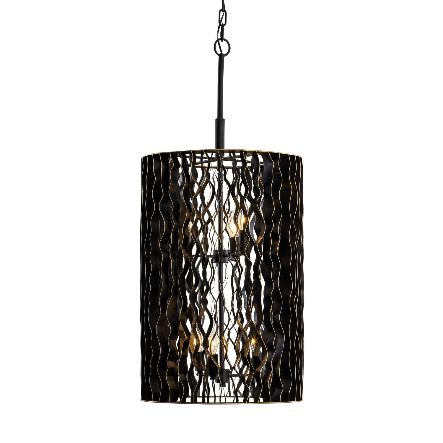 Varaluz - 380F06MBFG - Six Light Foyer Pendant - Estela - Matte Black/French Gold