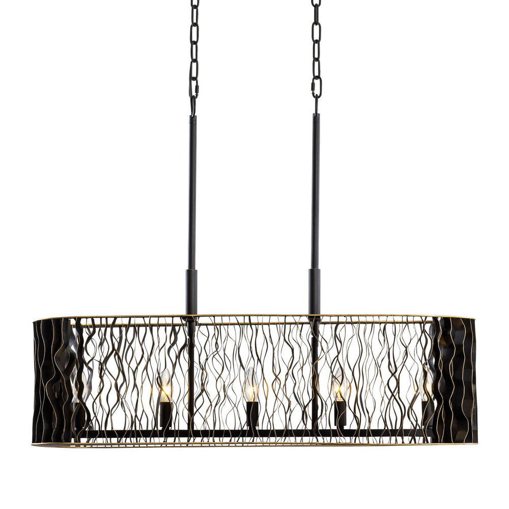 Varaluz - 380N05MBFG - Five Light Linear Pendant - Estela - Matte Black/French Gold