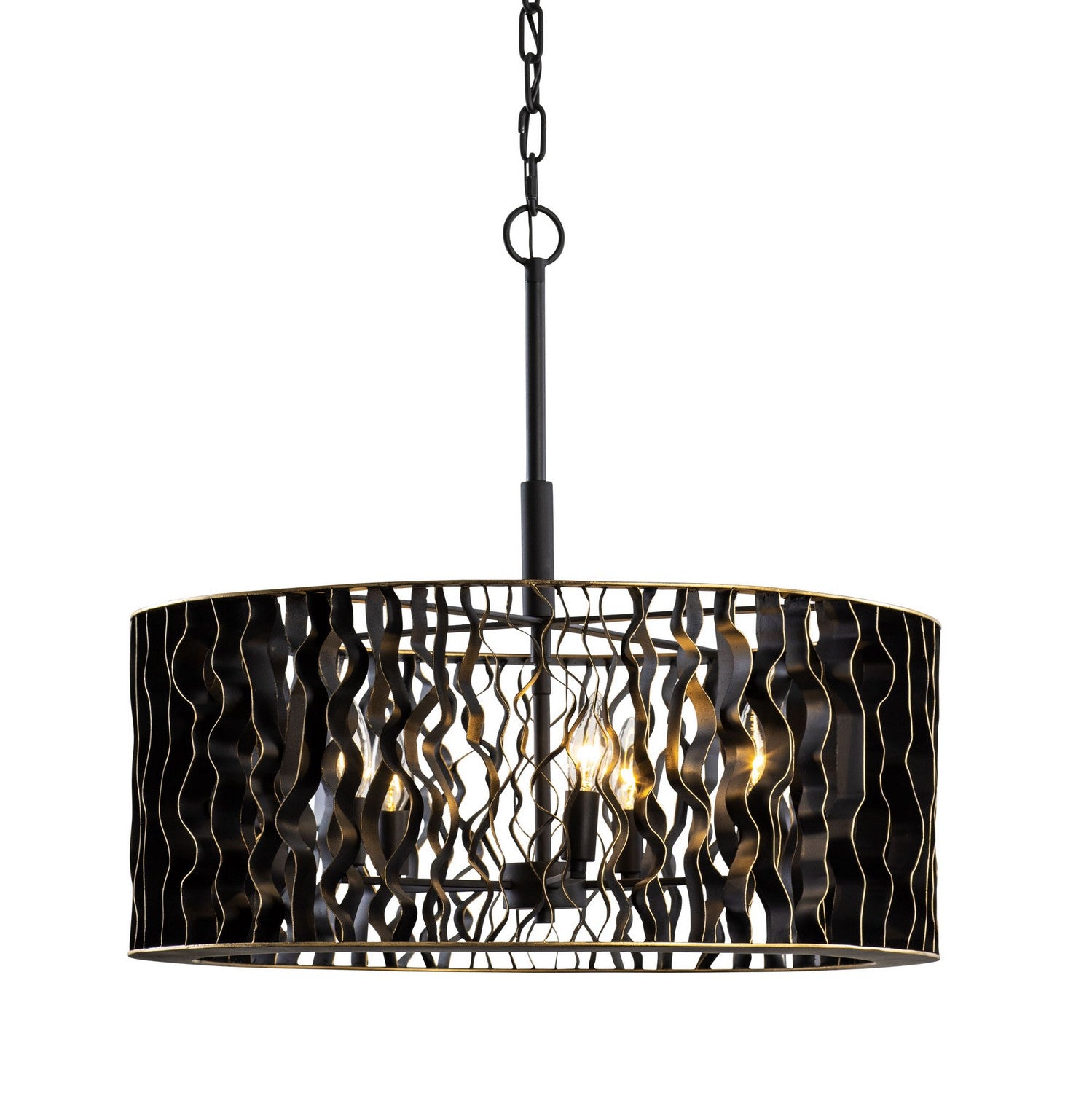 Varaluz - 380P05MBFG - Five Light Pendant - Estela - Matte Black/French Gold