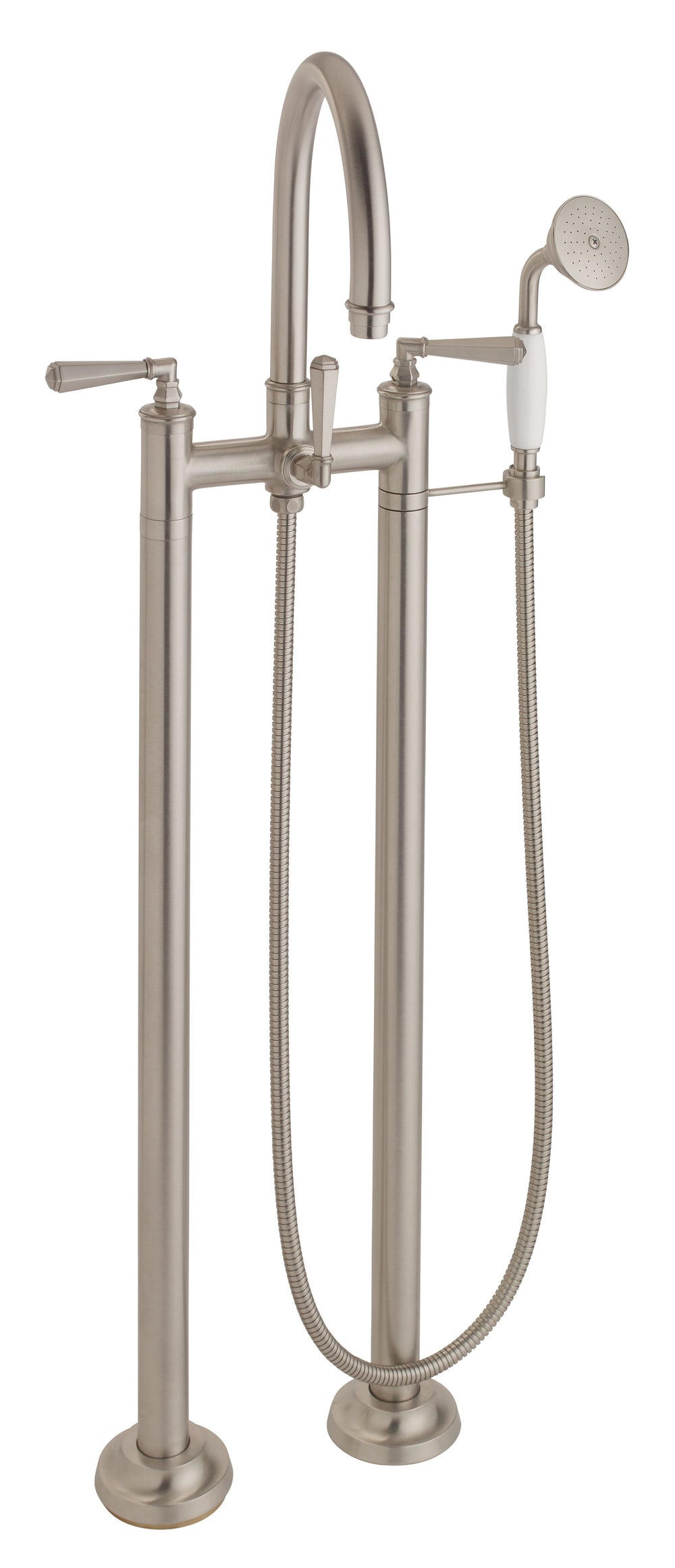 California Faucets - 1303-46.20-SN - Traditional Floor Mount Tub Filler - Arc Spout - Satin Nickel  - Palomar