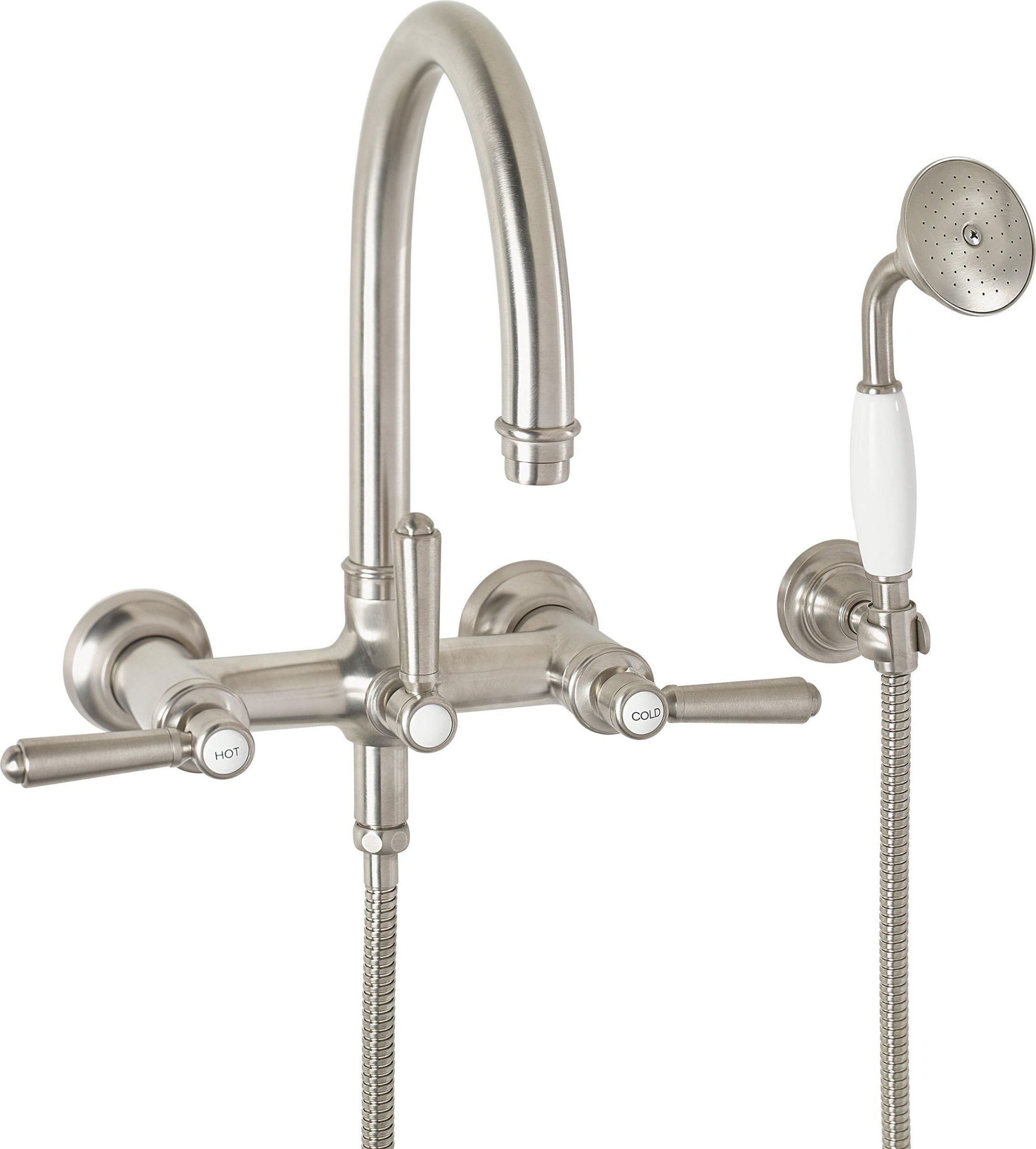 California Faucets - 1306-33.18-SN - Traditional Wall Mount Tub Filler - Arc Spout - Satin Nickel  - Palomar