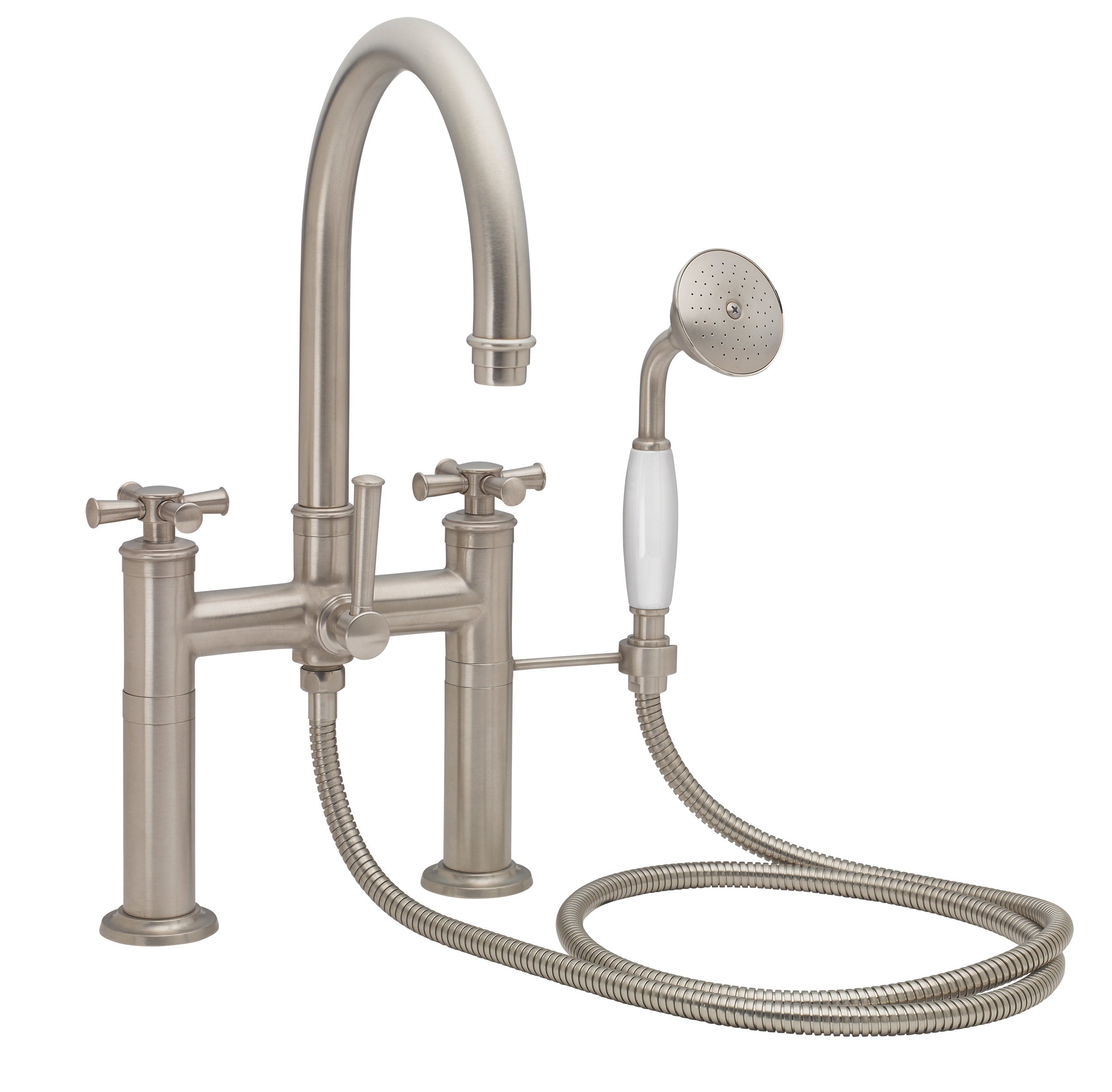 California Faucets - 1308-48X.18-SN - Traditional Deck Mount Tub Filler - Arc Spout - Satin Nickel  - Palomar