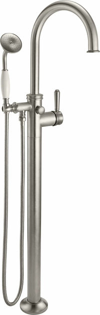 California Faucets - 1311-33.20-SN - Traditional Single Hole Floor Mount Tub Filler - Arc Spout - Satin Nickel  - Palomar