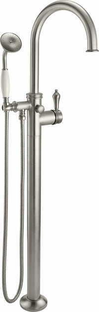 California Faucets - 1311-55.18-SN - Traditional Single Hole Floor Mount Tub Filler - Arc Spout - Satin Nickel  - Palomar