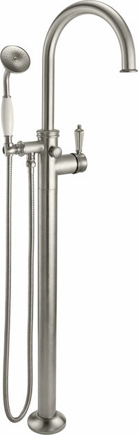 California Faucets - 1311-68.20-SN - Traditional Single Hole Floor Mount Tub Filler - Arc Spout - Satin Nickel  - Palomar