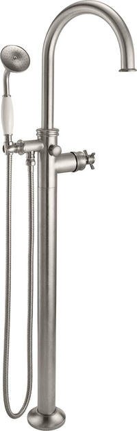 California Faucets - 1311-H34.20-SN - Traditional Single Hole Floor Mount Tub Filler - Arc Spout - Satin Nickel  - Palomar