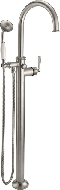California Faucets - 1311-H46.20-SN - Traditional Single Hole Floor Mount Tub Filler - Arc Spout - Satin Nickel  - Palomar