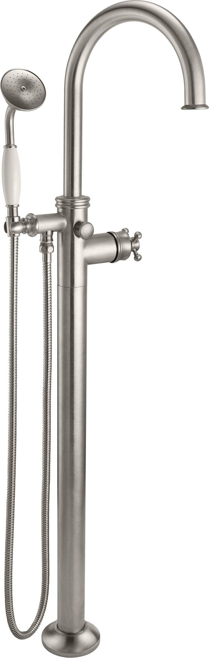 California Faucets - 1311-H47.20-SN - Traditional Single Hole Floor Mount Tub Filler - Arc Spout - Satin Nickel  - Palomar