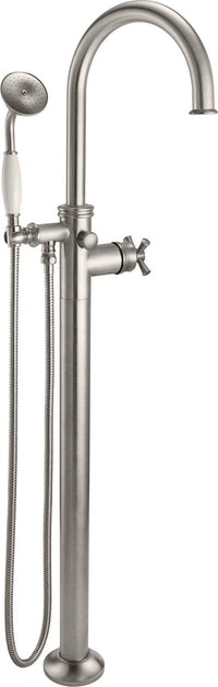 California Faucets - 1311-H48X.18-SN - Traditional Single Hole Floor Mount Tub Filler - Arc Spout - Satin Nickel  - Palomar