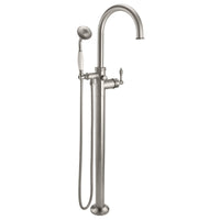 California Faucets - 1311-61.20-SN - Traditional Single Hole Floor Mount Tub Filler - Arc Spout - Satin Nickel  - Palomar