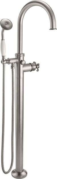 California Faucets - 1311-H61XD.18-SN - Traditional Single Hole Floor Mount Tub Filler - Arc Spout - Satin Nickel  - Palomar