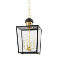 Mitzi - H737704S-AGB/SBK - Four Light Lantern - June - Aged Brass