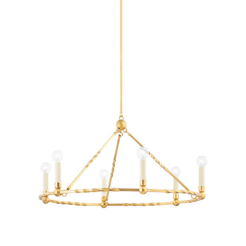 Mitzi - H738806-VGL - Six Light Chandelier - Josephine - Vintage Gold Leaf