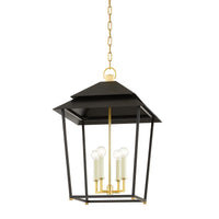 Hudson Valley - 5127-AGB/SBK - Four Light Lantern - Natick - Aged Brass