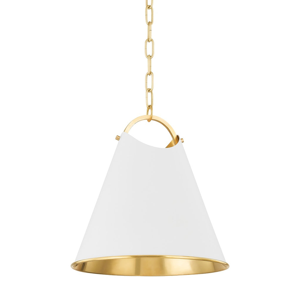 Hudson Valley - 6214-AGB/SWH - One Light Pendant - Burnbay - Aged Brass