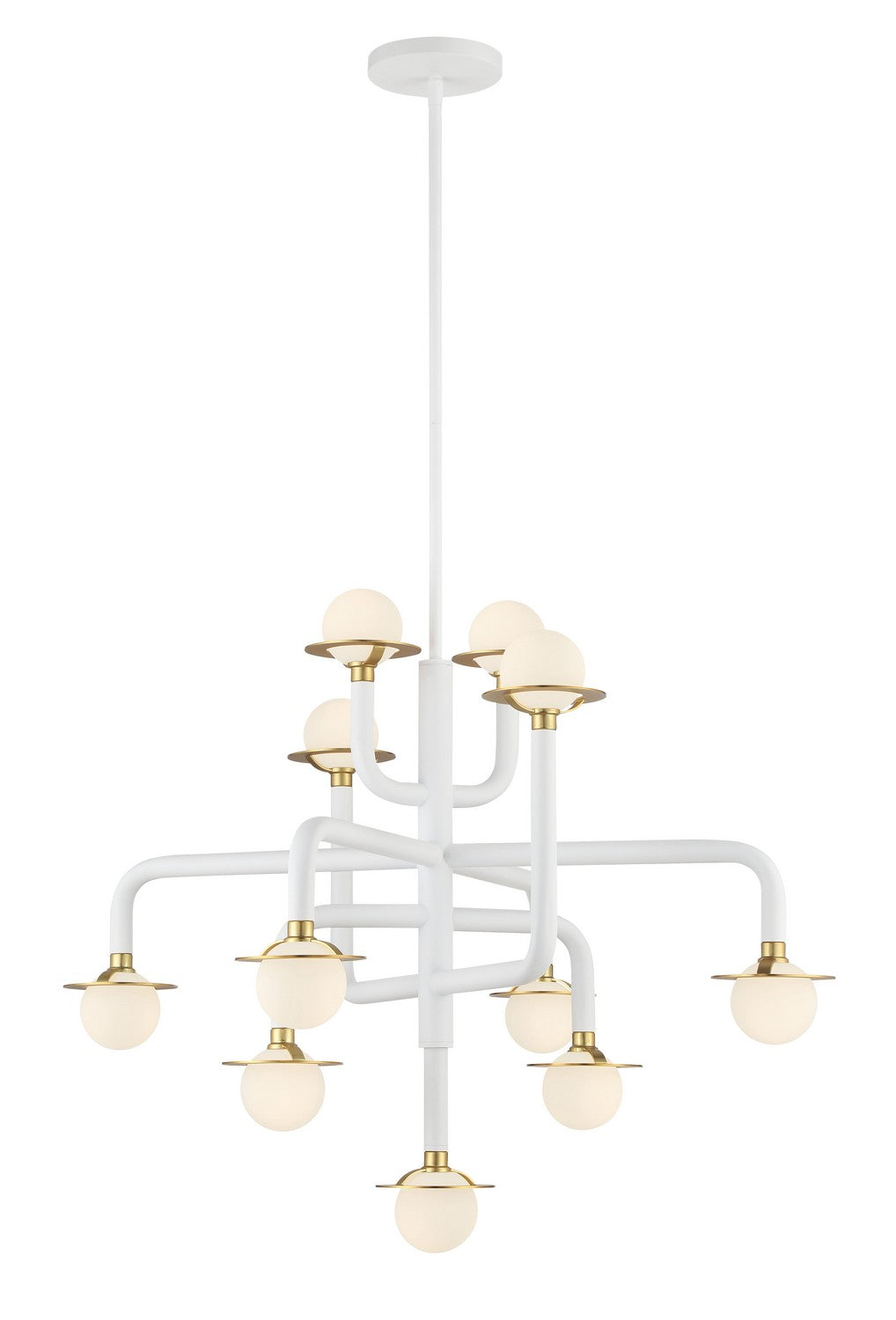 George Kovacs - P5511-706-L - 11 Light Chandelier - Tubular - Matte White W/Honey Gold