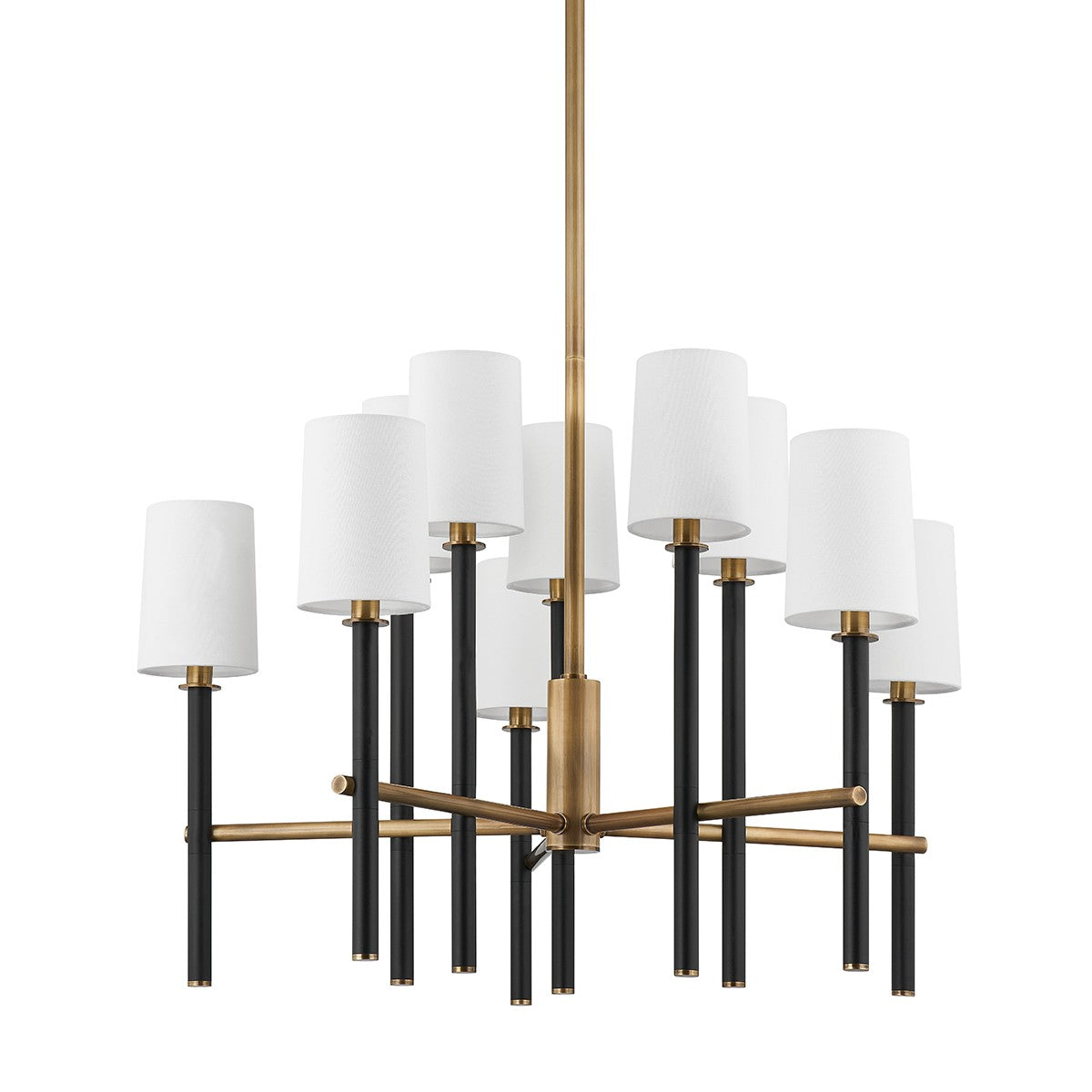 Troy Lighting - F2832-PBR/TBK - Ten Light Chandelier - Belvedere - Patina Brass