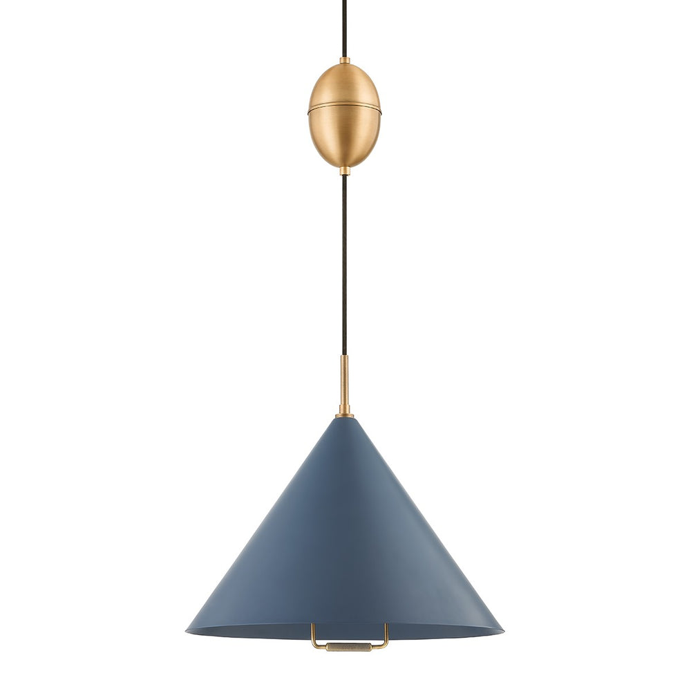 Troy Lighting - F7618-PBR/SBL - One Light Pendant - Fontana - Patina Brass/Slate Blue