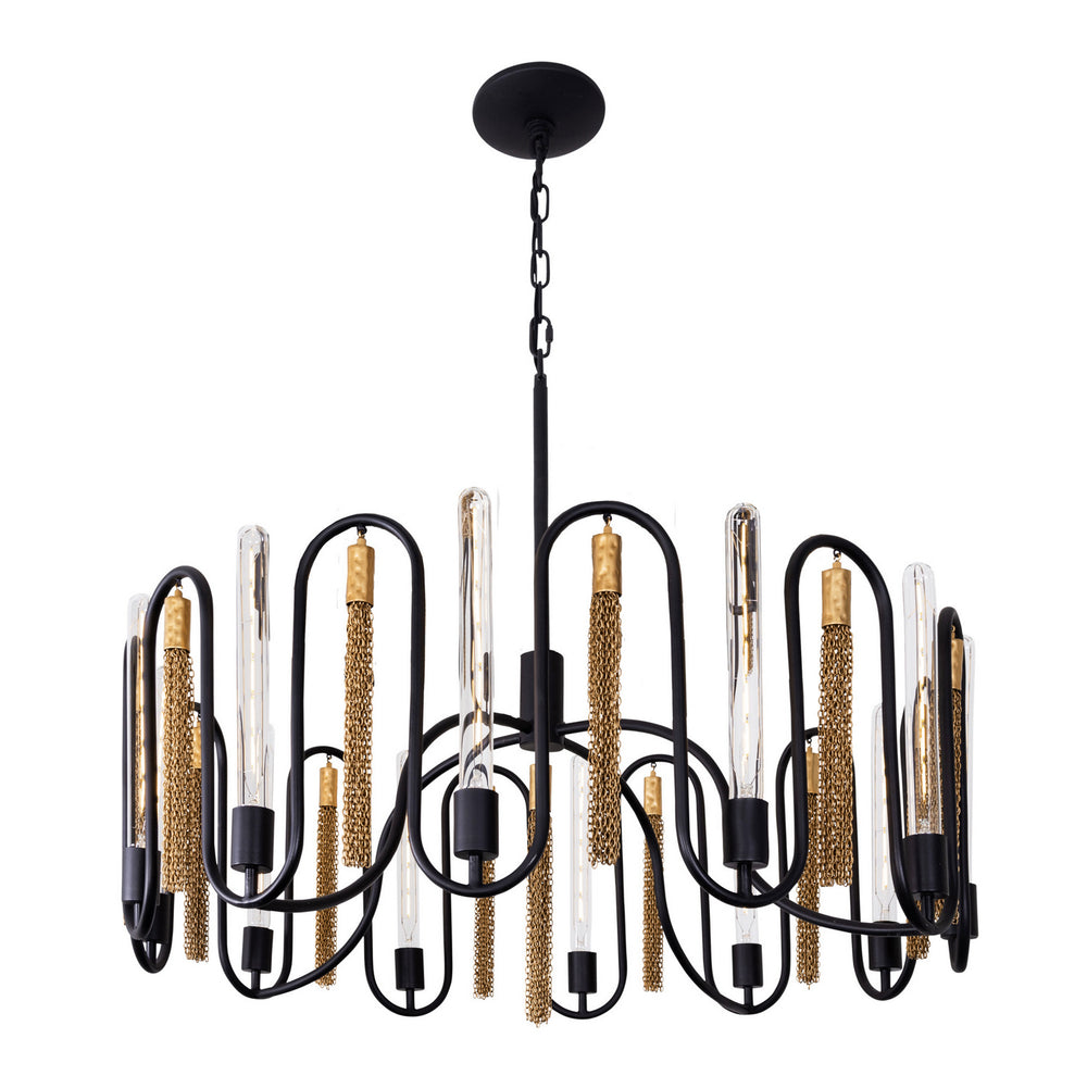 Varaluz - 354P12MBAG - 12 Light Pendant - Darden - Matte Black/Antique Gold