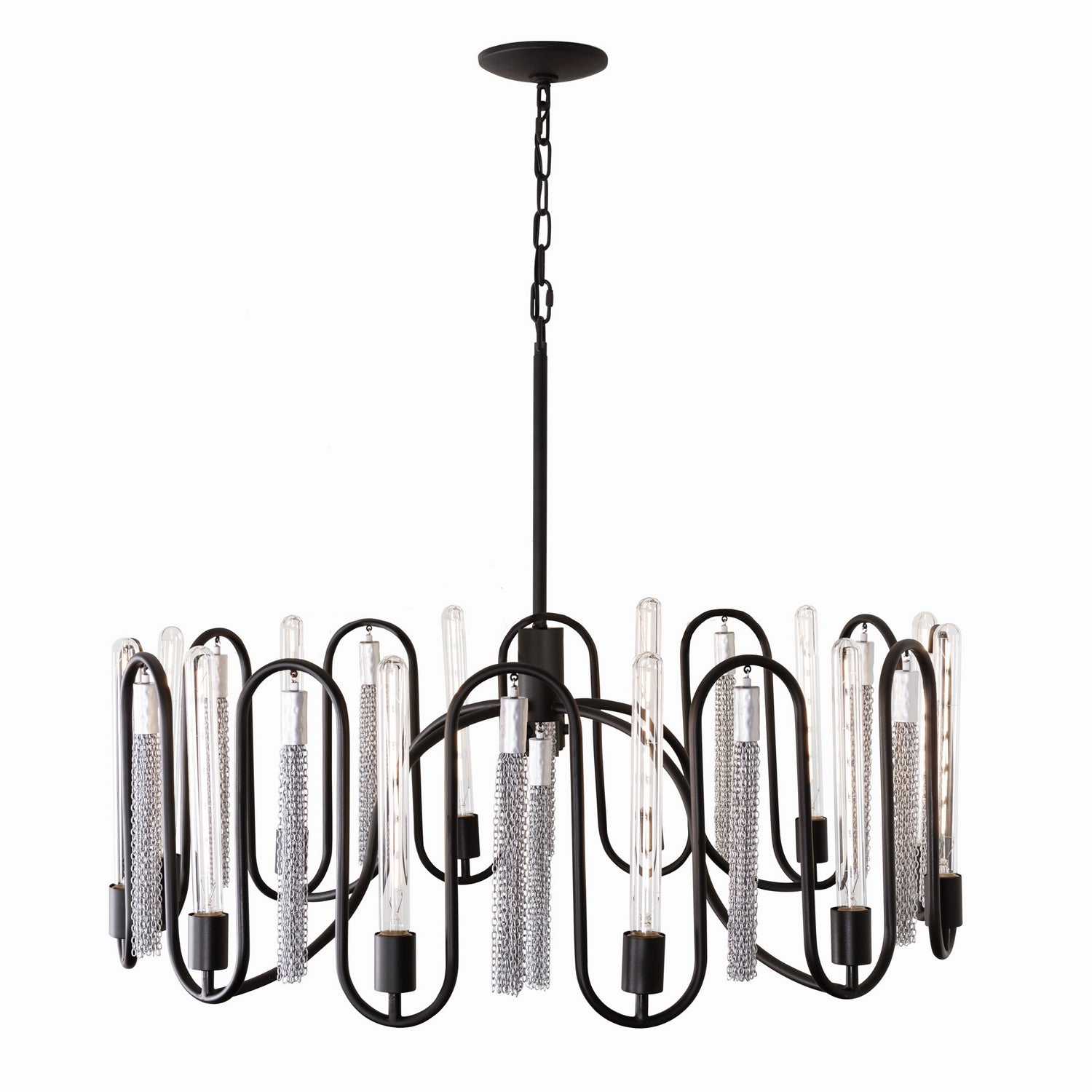 Varaluz - 354P12MBCH - 12 Light Pendant - Darden - Matte Black/Painted Chrome