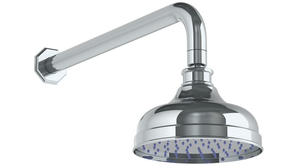 Wall Mounted Showerhead, 6", With 14" Arm And Flange