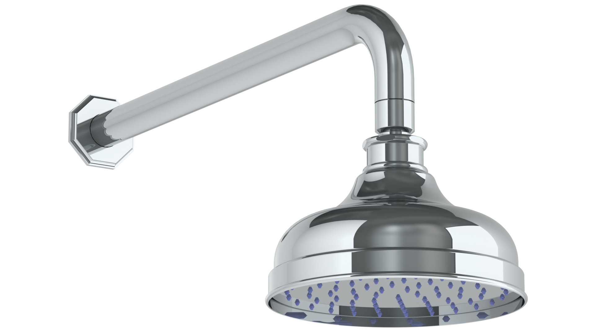 Wall Mounted Showerhead, 6", With 14" Arm And Flange