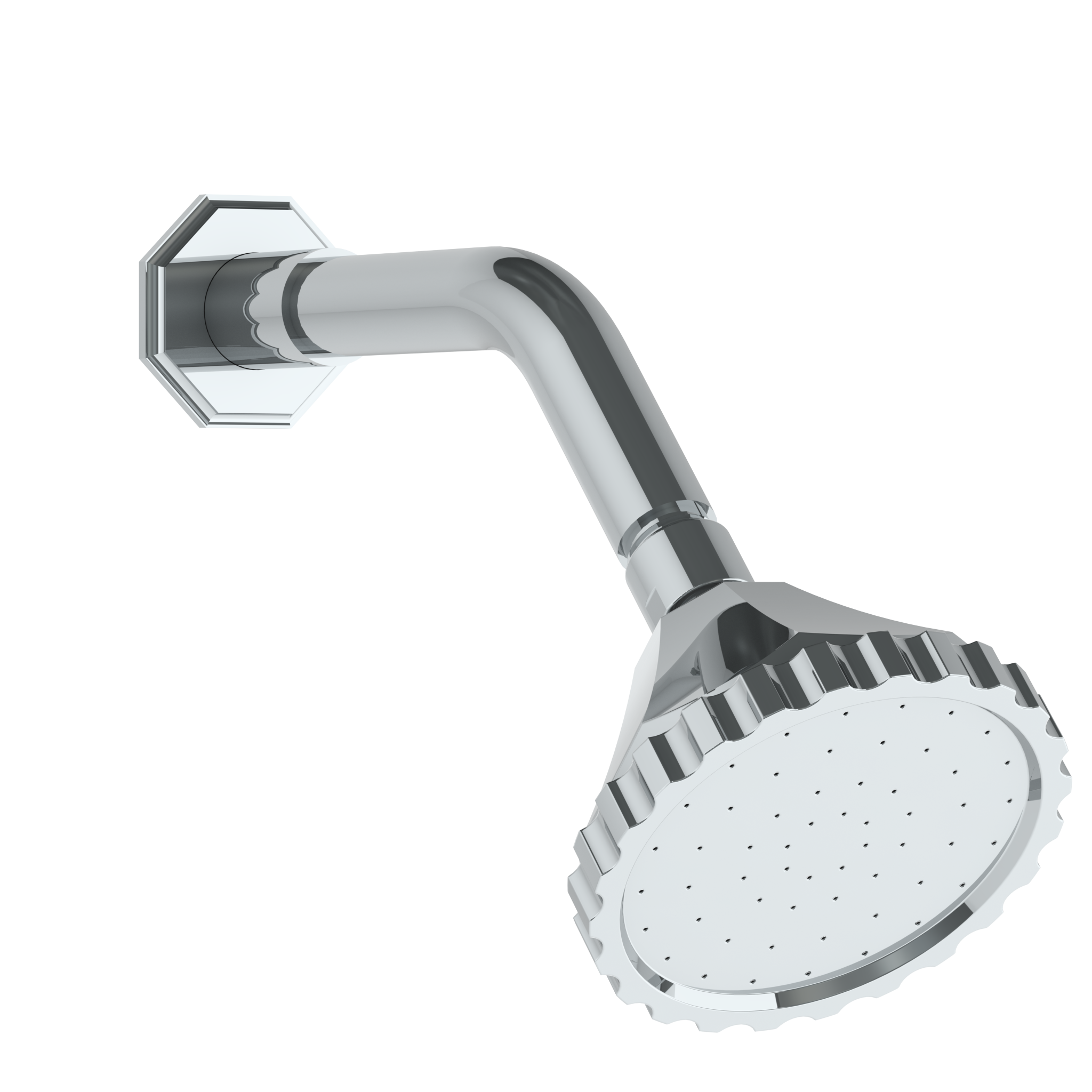 Wall Mounted Showerhead, 3 3/4"Dia, With 6" Arm And Flange