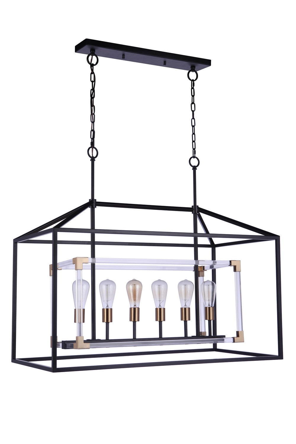 Craftmade - 58076-FBSB - Aaron Six Light Island Pendant in Flat Black/Satin Brass Finish - Aaron