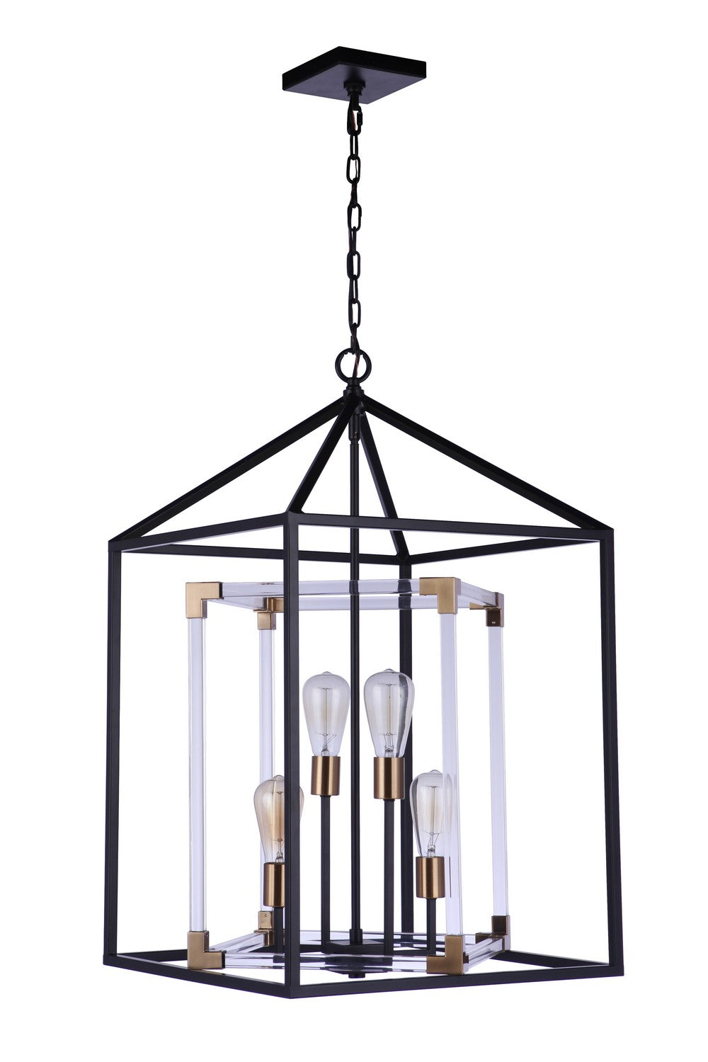 Craftmade - 58094-FBSB - Aaron Four Light Pendant in Flat Black/Satin Brass Finish - Aaron