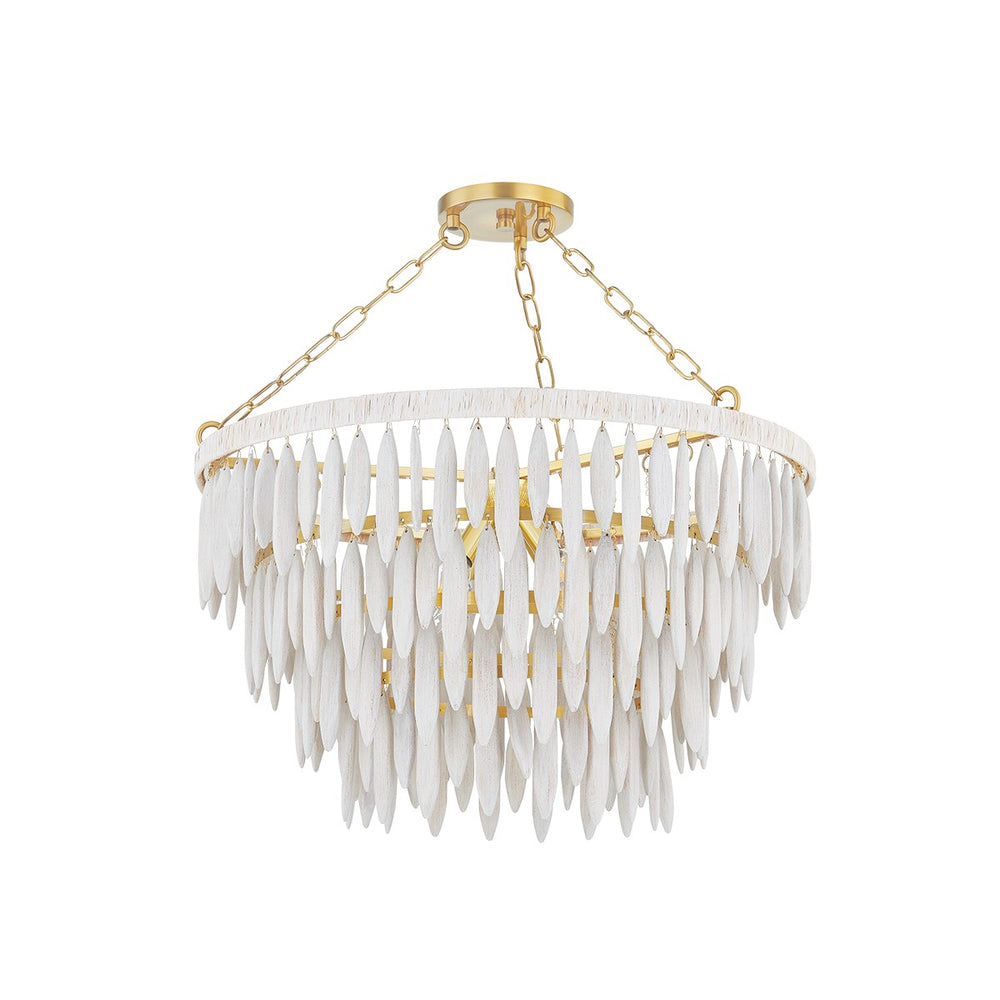 Mitzi - H805804-AGB - Four Light Chandelier - Tiffany - Aged Brass/Textured Cream