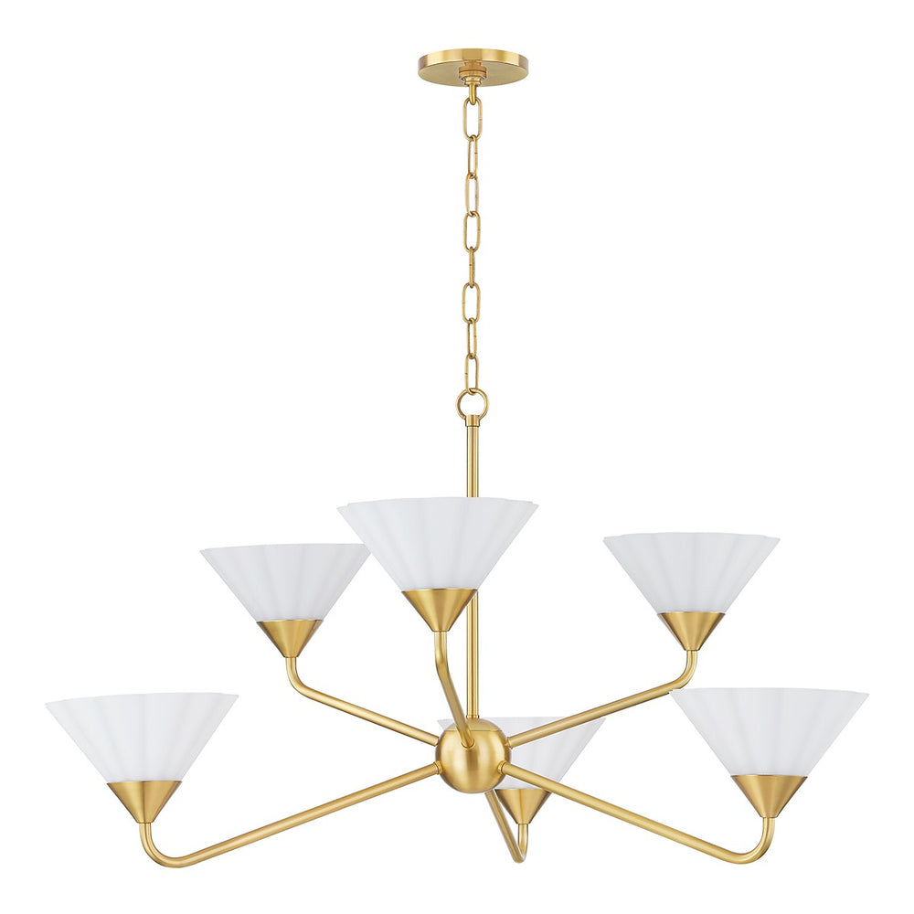 Mitzi - H817806-AGB - Six Light Chandelier - Kelsey - Aged Brass