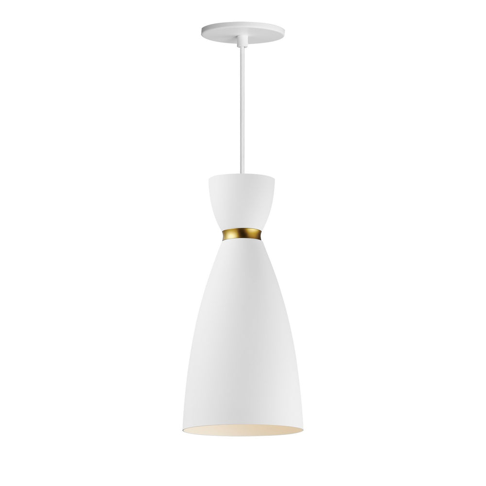 Maxim - 11301WTSBR - One Light Mini Pendant - Carillon - White/Satin Brass