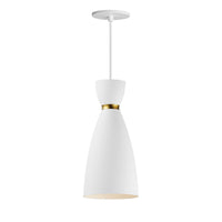 Maxim - 11301WTSBR - One Light Mini Pendant - Carillon - White/Satin Brass